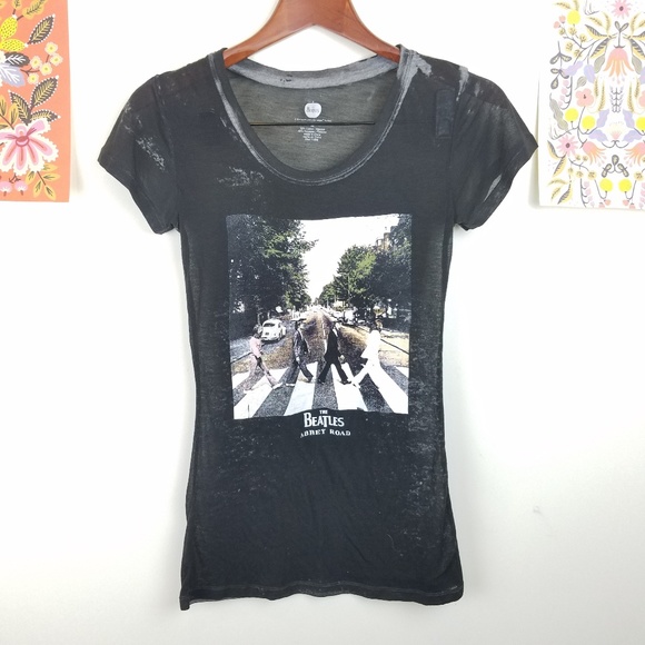 The Beatles Tops - The Beatles Abbey Road Burnout Tee
